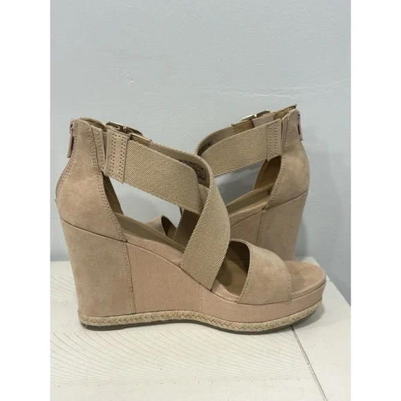 Ugg Australia Calla Women Shoes Brown Sz 7.5Leather Strap Platform Wedge Sandals - Picture 3 of 9